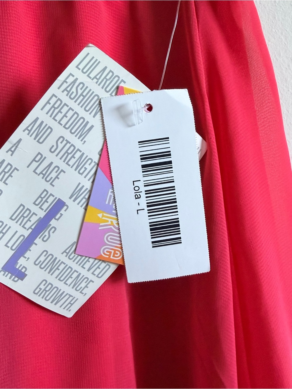 LuLaRoe Pink Chiffon Coral Midi Skirt with Black Waistband - Picture 3 of 6